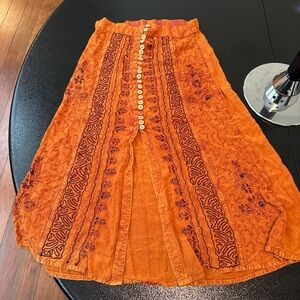 Boho orange maxi skirt